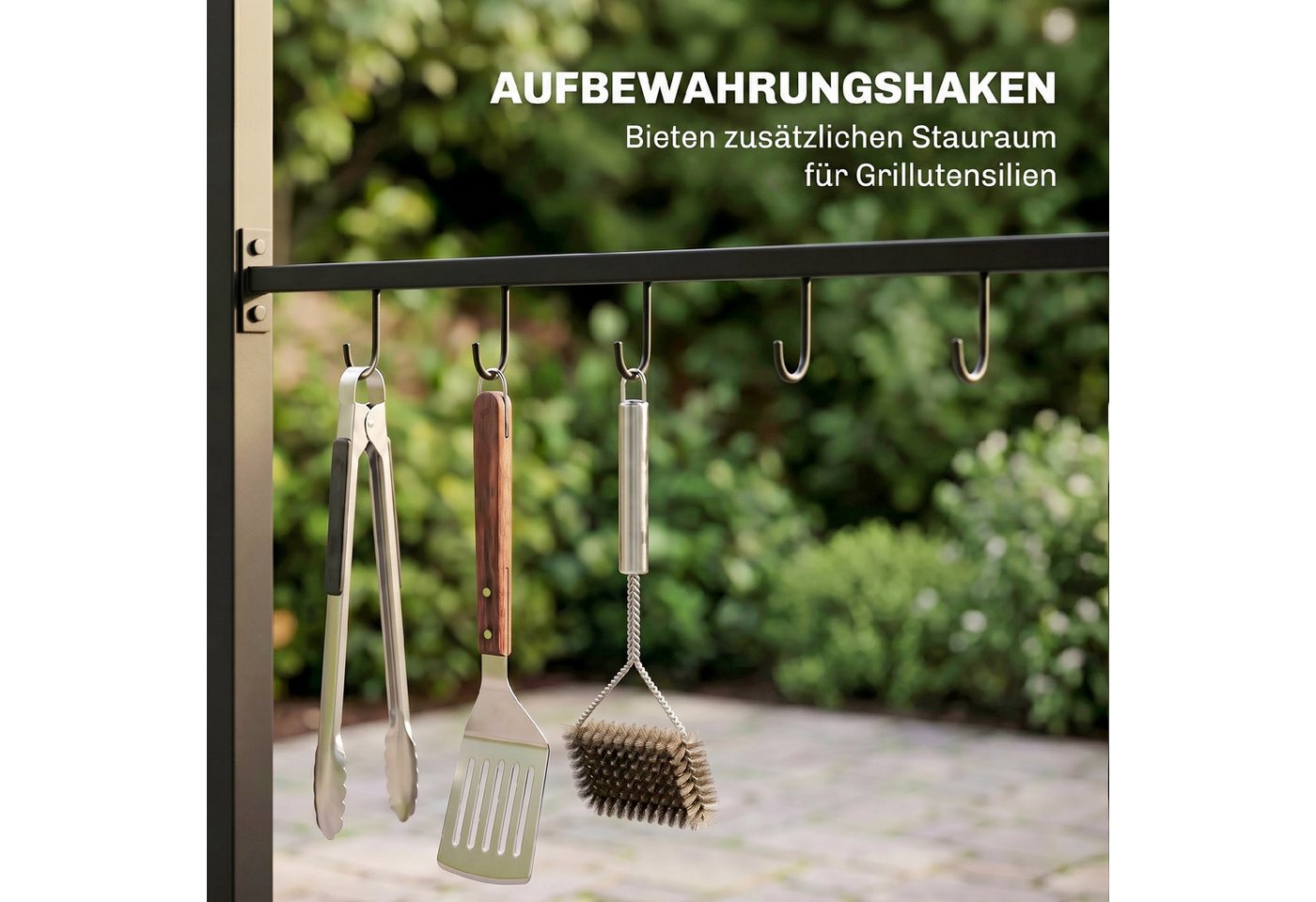 Outsunny Grillpavillon Grillpavillon wasserabweisend mit Gebogendach, Gartenlauben, mit 1 Seitenteilen, (Grillpavillon, Grillüberdachung), für Garten, Balkon, B – Bild 5 von 5