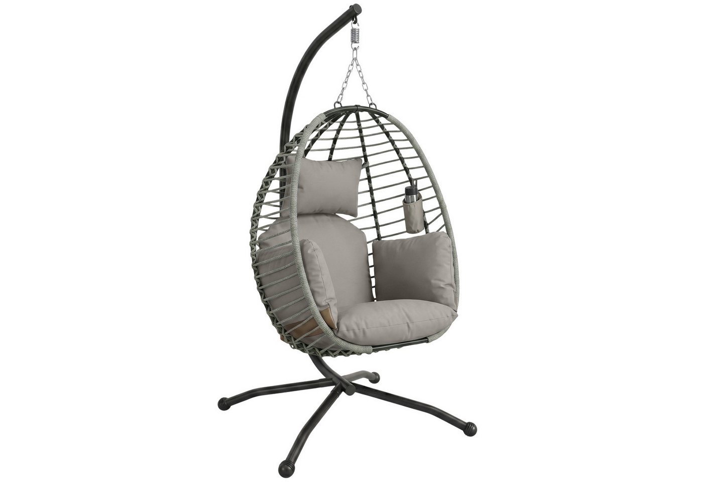 Outsunny Hängesessel Hängeschaukel mit waschbarem Sitz, Hängematte, Indoor Outdoor (Korbsessel, 1-St., Schaukelsessel), für Garten, Wohnzimmer, bis 120 kg Belas – Bild 2 von 5