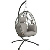 Outsunny Hängesessel mit Gestell, Faltbar Eiförmiger Hängeschaukel mit waschbarem Sitz, Becherhalter Sicherheitsseil, Hängematte Schaukelsessel Indoor Outdoor, 