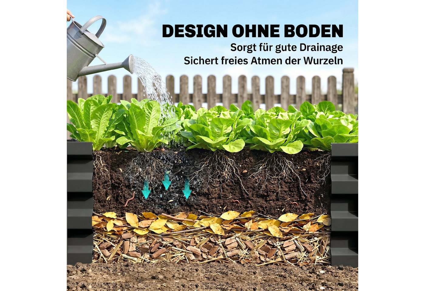 Outsunny Hochbeet 2er-Set, Pflanzkasten, Blumenkasten, rostfrei (Pflanzkübel, 2 St., Blumenkübel), für Terrasse, Balkon, verzinkter Stahl, Dunkelgrau, 100 x 60  – Bild 5 von 5