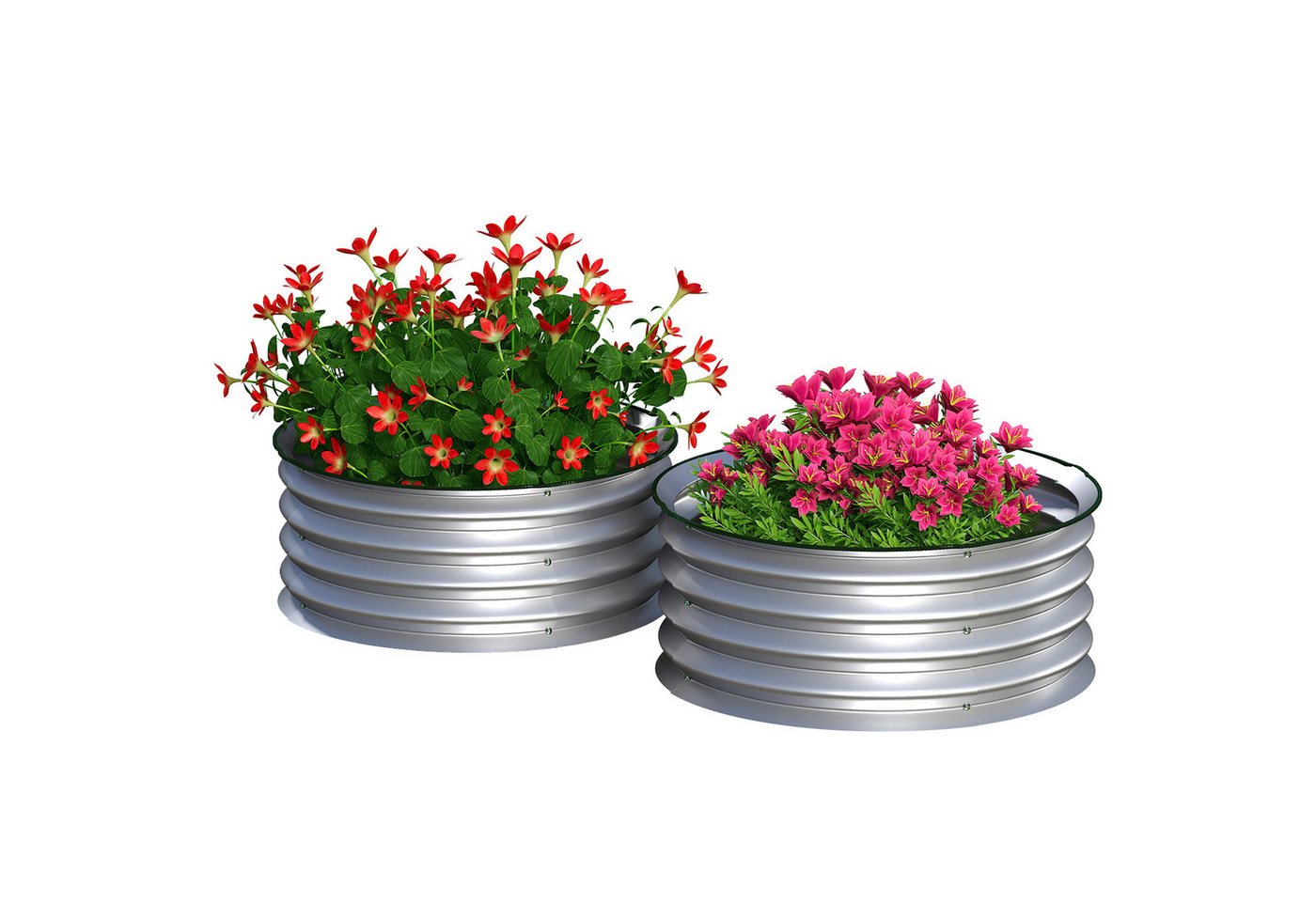 Outsunny Hochbeet aus Metall, 2er Set Blumenkasten, Kräuterbeet, 60 x 60 x 30 cm (Pflanzenbeet, 2 St., Gartenbeet), für Garten, Balkon, Silber – Bild 2 von 5