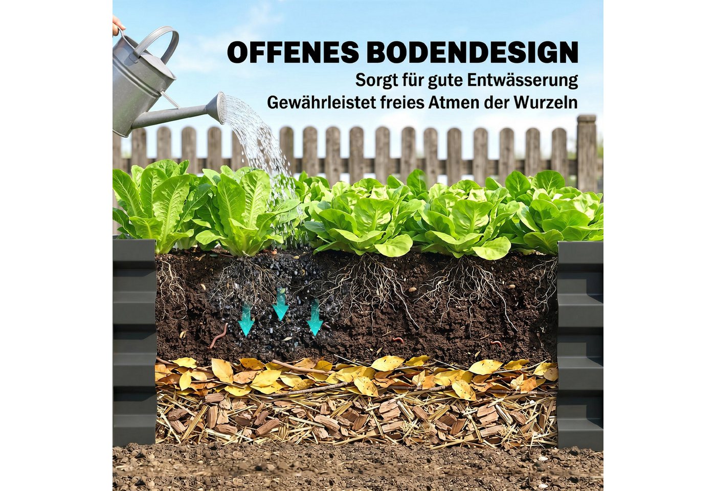 Outsunny Hochbeet Frühbeet, Gartenbeet, Pflanzkübel, Pflanzkasten Verzinkter Stahl (witterungsbeständig Pflanzbeet, 2 St., Blumenhochbeet), für Terrasse & Garte – Bild 5 von 5