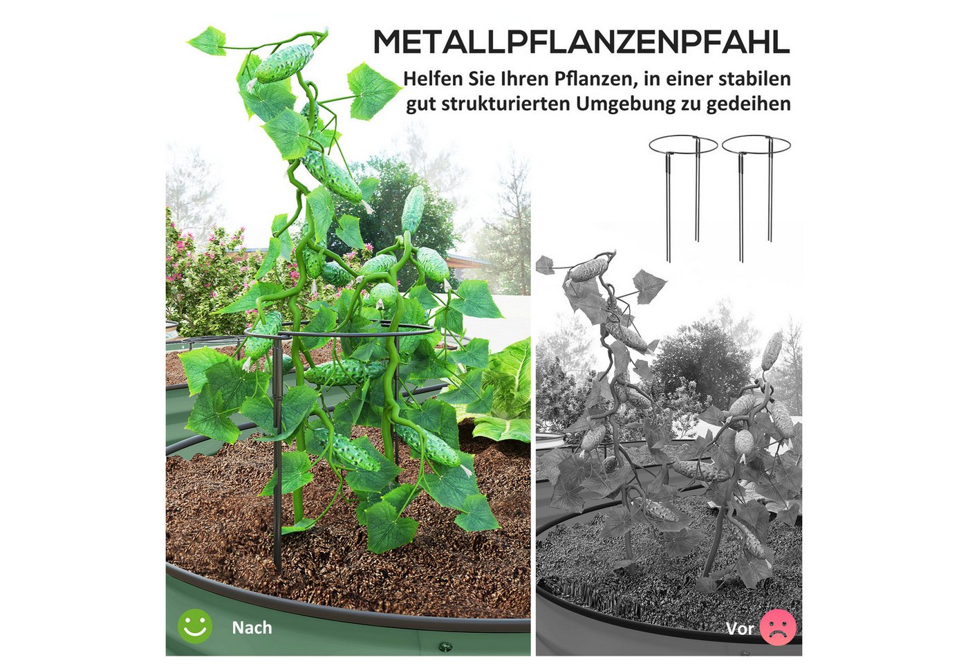 Outsunny Hochbeet Pflanzbeet aus Stahl, Frühbeet, stapelbar, Pflanzkübel (Pflanzkasten, 2 St., Gemüsebeet), 181 x 93 x 30 cm für Garten Balkon Terrasse – Bild 5 von 5