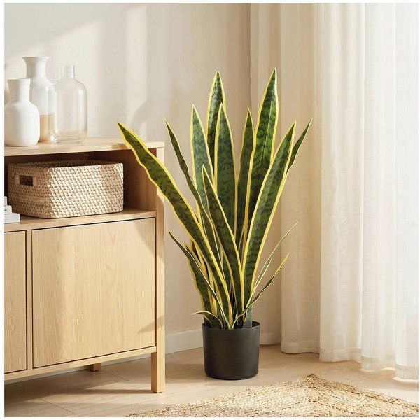 Kunstpflanze Künstliche Sansevieria, Pflanzen im Topf, Fake Plant wie echt Bogenhanf, Outsunny, Höhe 77 cm, 21 Blätter, biegsame Zweige, wartungsfrei