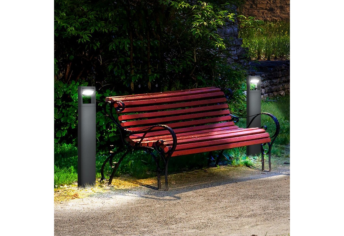 Outsunny LED Gartenleuchte Wegleuchte, Pfostenlicht mit LEDs, wetterbeständig, Dunkelgrau, Vertsellbares Neigungswinkel, LED, Warmweiß, Pollerleuchte mit Verste – Bild 2 von 5