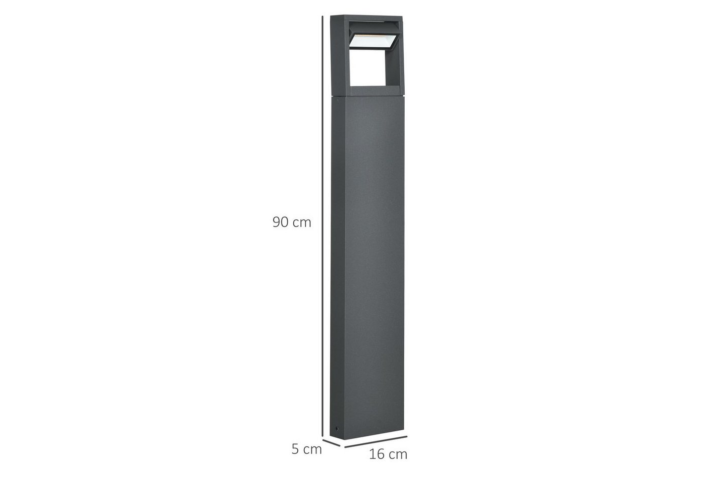 Outsunny LED Gartenleuchte Wegleuchte, Pfostenlicht mit LEDs, wetterbeständig, Dunkelgrau, Vertsellbares Neigungswinkel, LED, Warmweiß, Pollerleuchte mit Verste – Bild 3 von 5