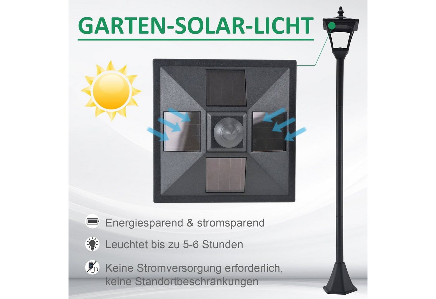 Outsunny LED Solarleuchte Solar Laterne – Bild 5 von 5