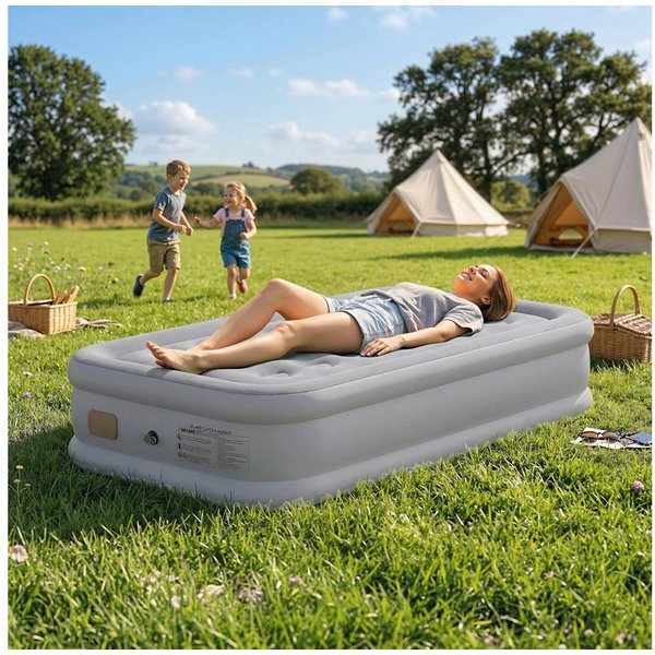 Outsunny Luftmatratze 1 Person mit integrierter elektrischer Pumpe, Tasche, wasserdicht, (Selbstaufblasend Luftbett, 5-St., Gästebett), für Camping Zuhause 190x