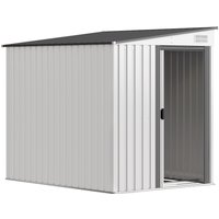 Outsunny Metall Gerätehaus 2,81m² 154x206,5x181 cm Geräteschuppen mit Pultdach Fundament Schiebetür wetterfest Gartenhaus Outdoor Garten Schuppen Schrank für Hi