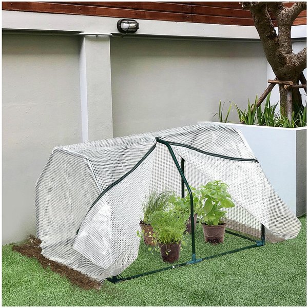Outsunny Mini Gewächshaus Foliengewächshaus UV-beständig 99 x 71 x 60 cm für Tomaten und Pflanzen im Garten Aosom.de