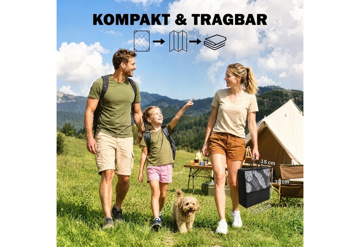 Outsunny Outdoorteppich Campingteppich, doppelseitig, wetterfester Kunststoffteppich, Rechteckig, Höhe: 0.3 mm, für Balkon, Terrasse, Grau+Weiß, 182 x 274 cm – Bild 5 von 5