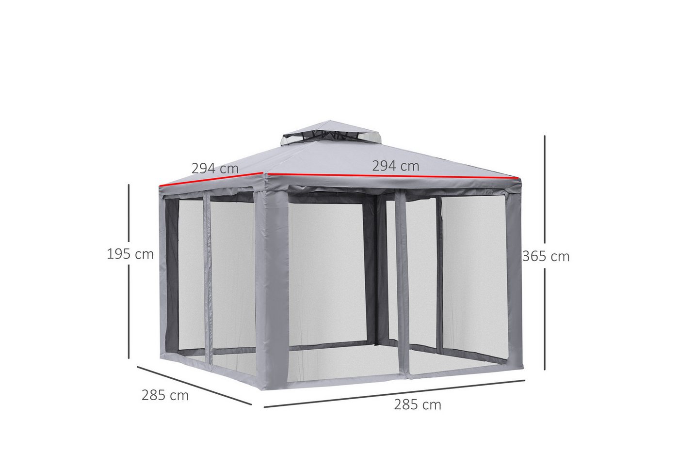 Outsunny Pavillon Gartenpavillon Wasserdicht Stabil, Garten-Pavillon Metall Hellgrau, mit 4 Seitenteilen, (Gartenzelt, Gartenpavillon), für Garten, Balkon, Hell – Bild 3 von 5