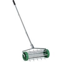 Outsunny Rasenlüfter Handvertikutierer mit einstellbarer Grifflänge, stachelwalze für Rasenbelüften, rollender Rasenlüfter für Gartenpflege Aosom.de