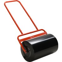 Outsunny Rasenwalze 50cm Breite, Gartenwalze befüllbar mit 38L Wasser/ 62 kg Sand, Handwalze mit U-förmigem Griff, Rasenroller aus Stahl, Ackerwalze, Rot Aosom