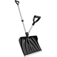 Outsunny Schneeschieber 45 cm breit Kusnstoff Schneeschaufel mit Ergonomischer Zusatzgriff, Schneeräumer mit Alustiel Metallkante, für Schneeräumung Winterdiens