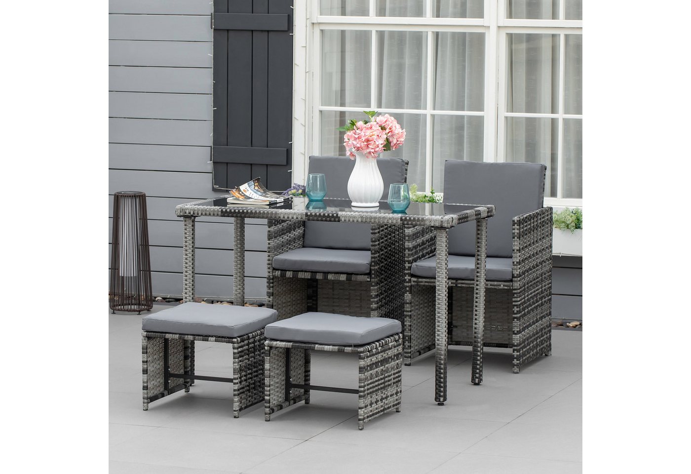 Outsunny Sitzgruppe Sitzgruppe aus Polyrattan geflecht – Bild 2 von 5