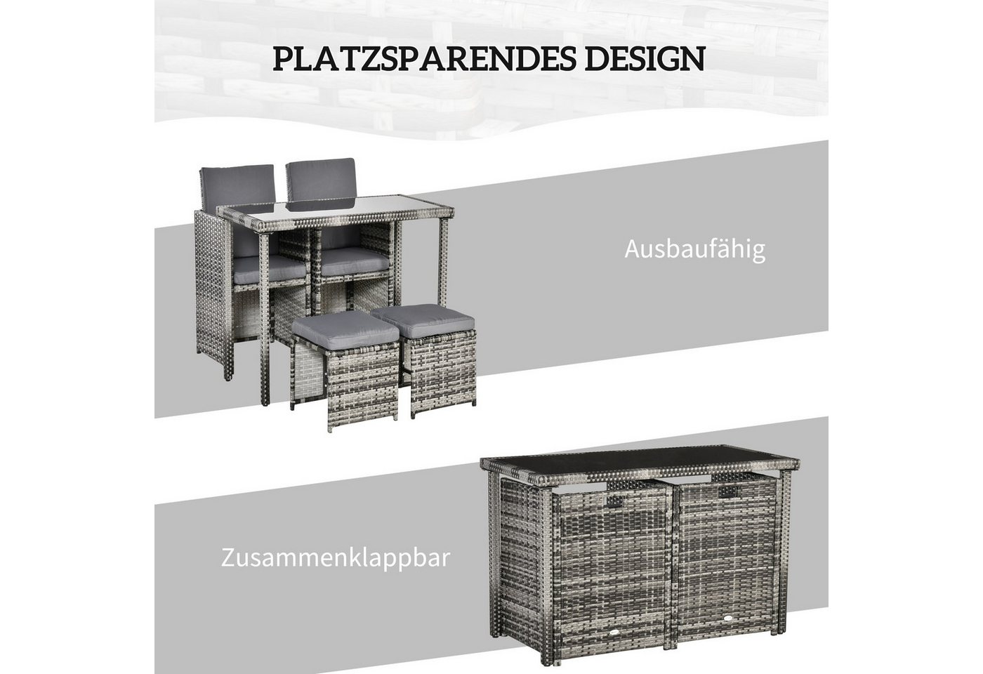 Outsunny Sitzgruppe Sitzgruppe aus Polyrattan geflecht – Bild 5 von 5