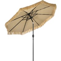 Outsunny Sonnenschirm für den Garten 2,6 x 2,6 m Neigbar mit verstellbarer Kurbel, Runder Hawaiianischer Sonnenschirm mit 8 Streben, aus Aluminium und Polyester