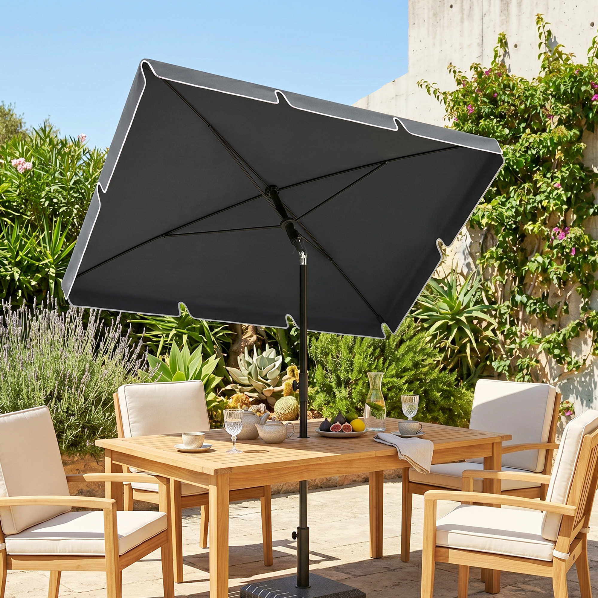 Outsunny Sonnenschirm Strandschirm Gartenschirm Schirm Balkonschirm Sonnenschutz knickbar Grau Aosom – Bild 2 von 2