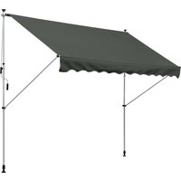 Outsunny Standmarkise freistehend, 300 x 150cm, Markise mit Handkurbel, freistehende Markise windfest, Alu, Grau Aosom.de