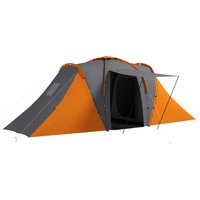 Outsunny Tunnelzelt, Campingzelt für 4-6 Personen, mit 2 Schlafzimmern Wohnbereich, Familienzelt mit Tragetasche, 2000mm Wasserabweisend Gruppenzelt, für Garten