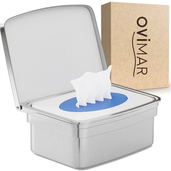 ovimar Feuchttücherbox (1 St), aus Edelstahl in Silber zur Zum Kleben