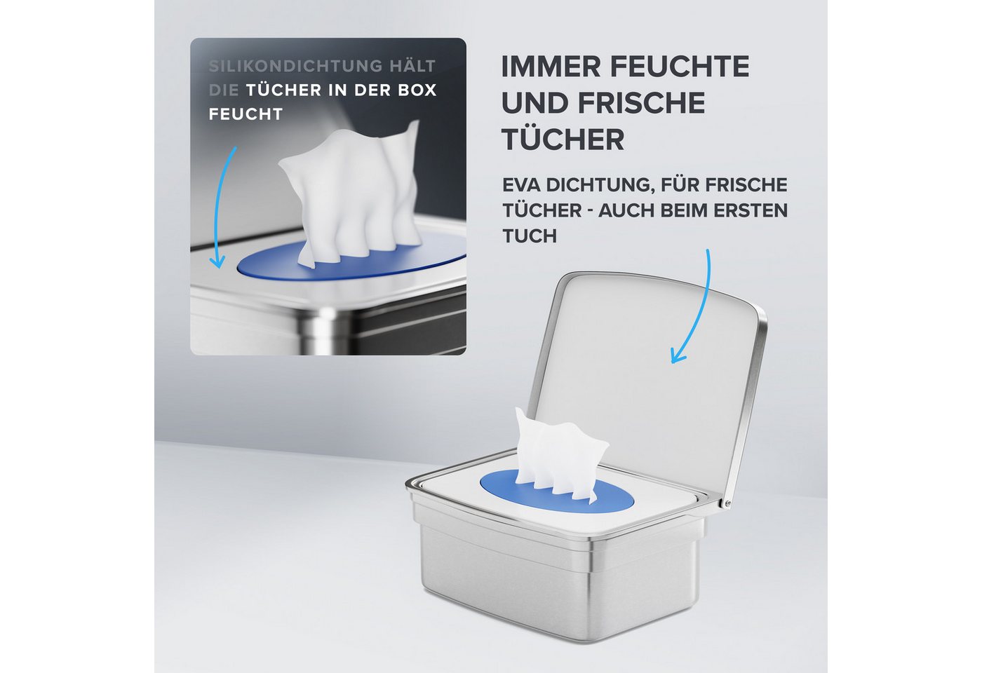 ovimar Feuchttücherbox (1 St), aus Edelstahl in Silber zur Zum Kleben – Bild 2 von 5