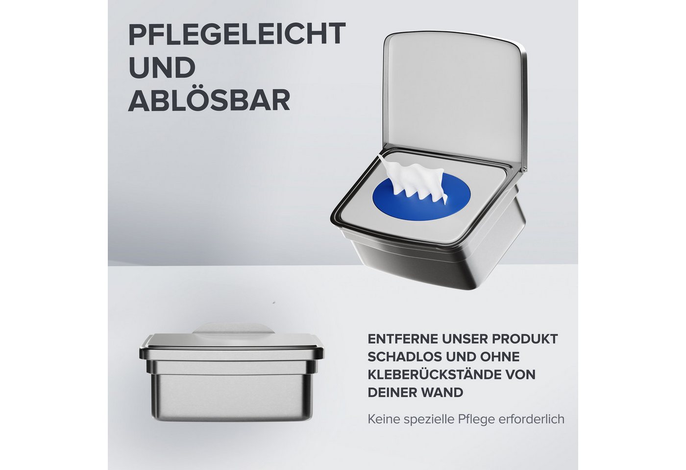ovimar Feuchttücherbox (1 St), aus Edelstahl in Silber zur Zum Kleben – Bild 4 von 5