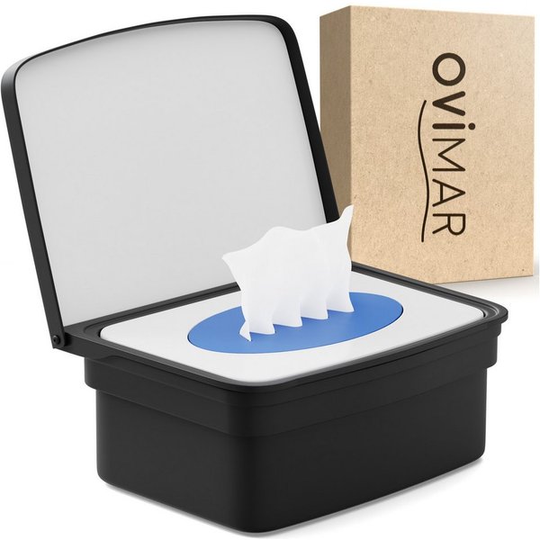 ovimar Feuchttücherbox (1 St), aus Edelstahl in Schwarz zur Zum Kleben