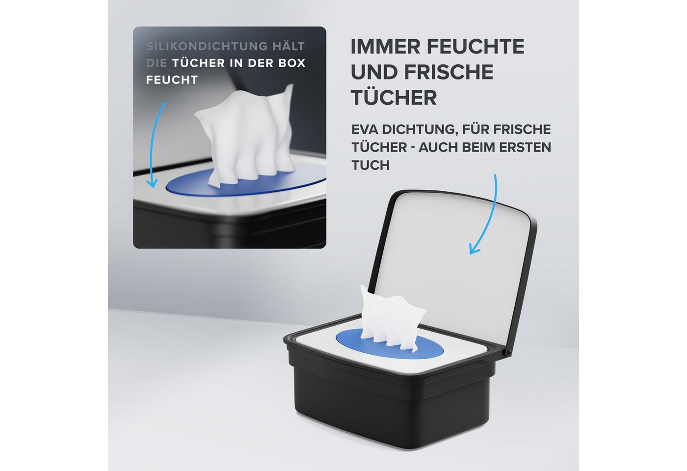 ovimar Feuchttücherbox (1 St), aus Edelstahl in Schwarz zur Zum Kleben – Bild 2 von 5