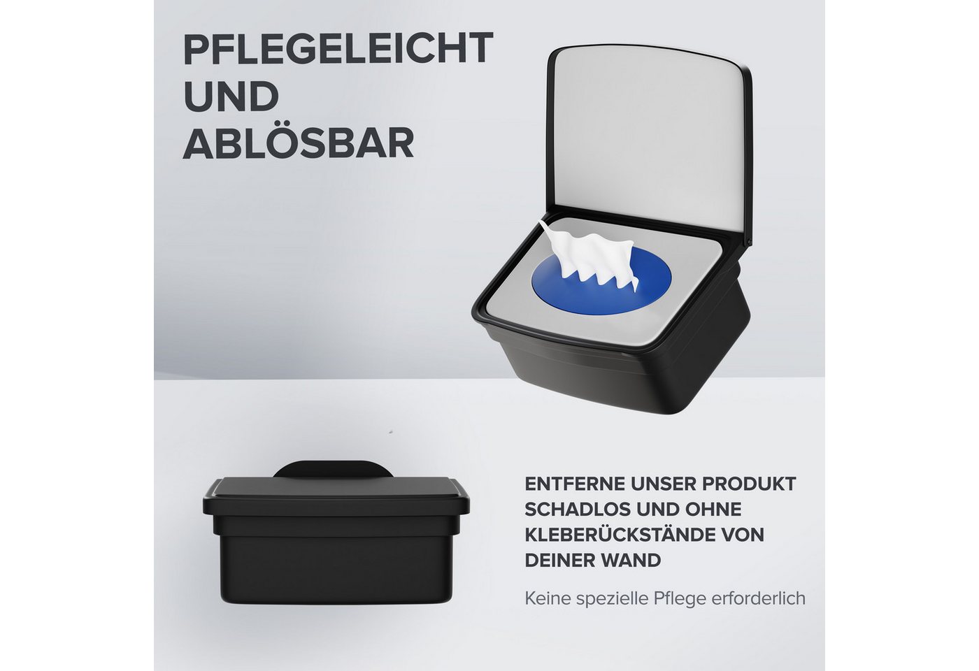 ovimar Feuchttücherbox (1 St), aus Edelstahl in Schwarz zur Zum Kleben – Bild 4 von 5