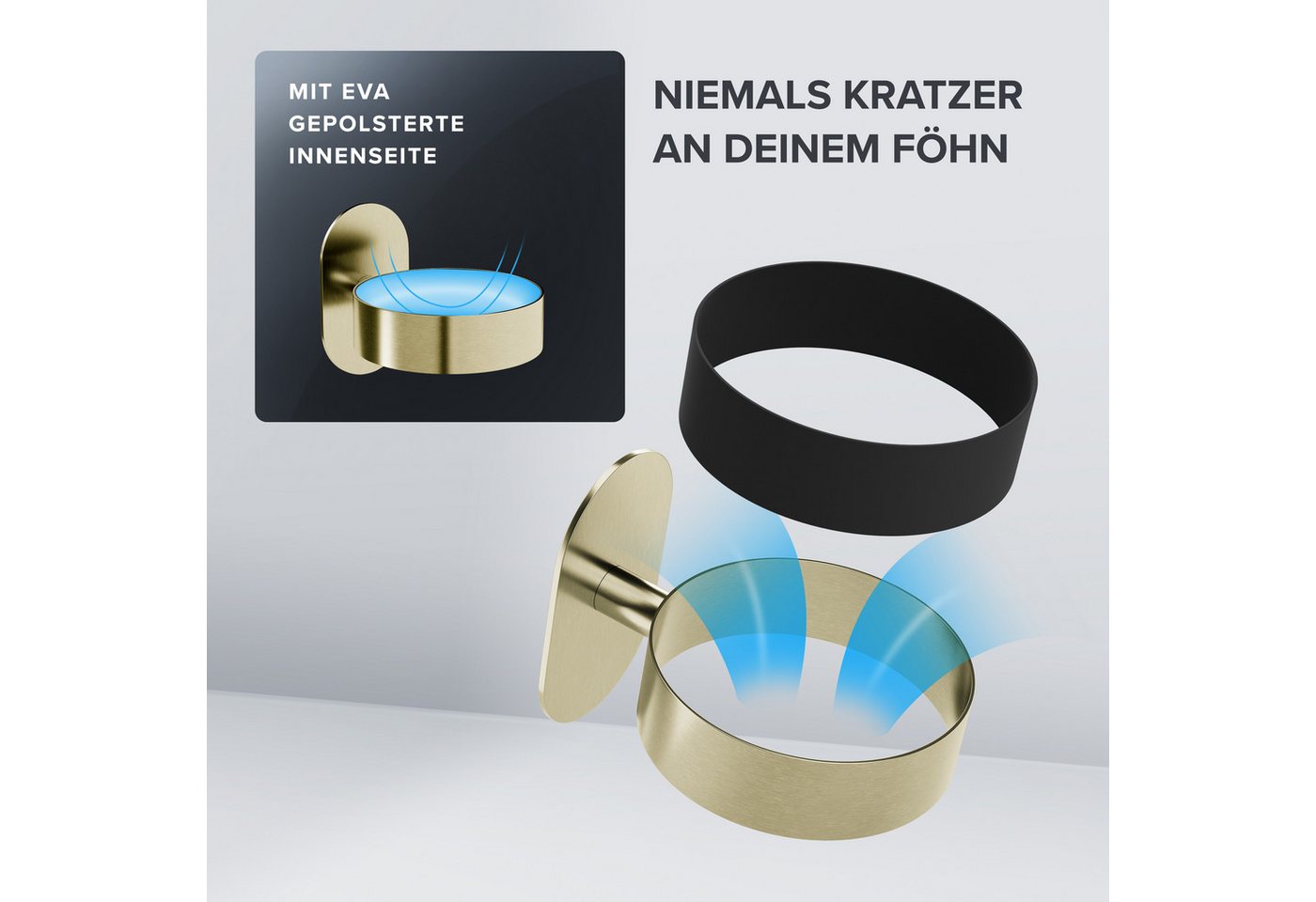 ovimar Haartrocknerhalter Godalen, (1-tlg., aus Edelstahl in Gold zur Zum Kleben) – Bild 2 von 5