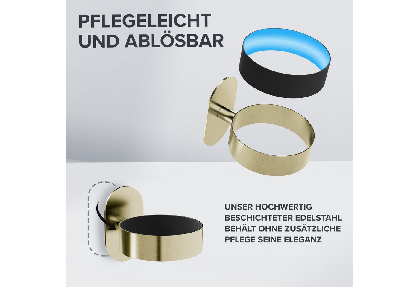 ovimar Haartrocknerhalter Godalen, (1-tlg., aus Edelstahl in Gold zur Zum Kleben) – Bild 4 von 5