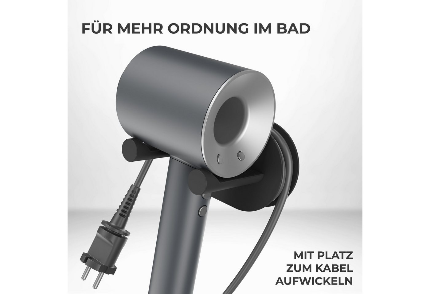 ovimar Haartrocknerhalter Rovaer, (1-tlg., aus Edelstahl in Schwarz zur Zum Kleben) – Bild 4 von 5