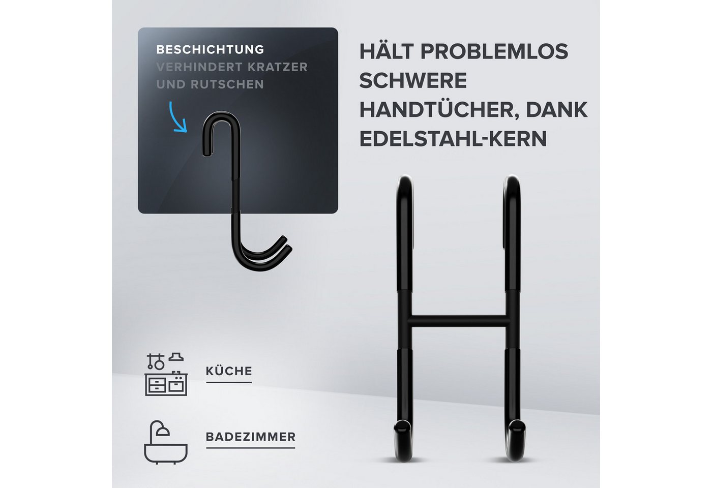 ovimar Handtuchhaken, (Packung, 2-St., 2), aus Edelstahl in Schwarz zur Zum Aufhängen – Bild 2 von 5