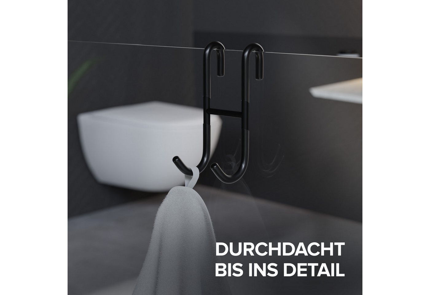 ovimar Handtuchhaken, (Packung, 2-St., 2), aus Edelstahl in Schwarz zur Zum Aufhängen – Bild 5 von 5