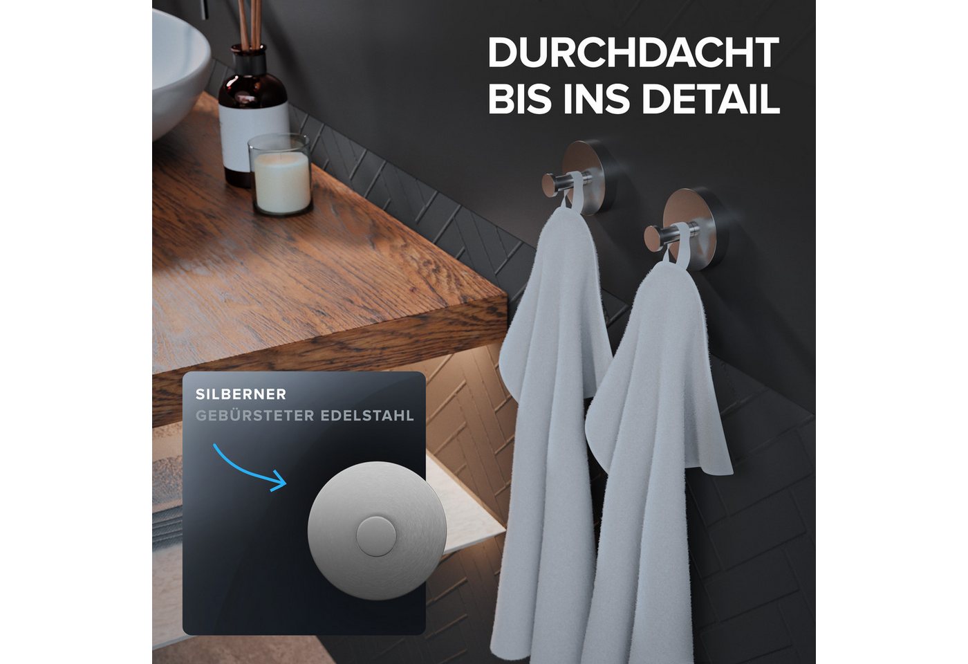 ovimar Handtuchhaken Strib, (1-St), aus Edelstahl in Silber zur Zum Bohren – Bild 5 von 5