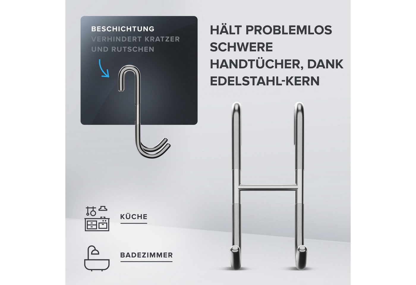 ovimar Handtuchhaken, (Packung, 2-St., 2), aus Edelstahl in Silber zur Zum Aufhängen – Bild 2 von 5