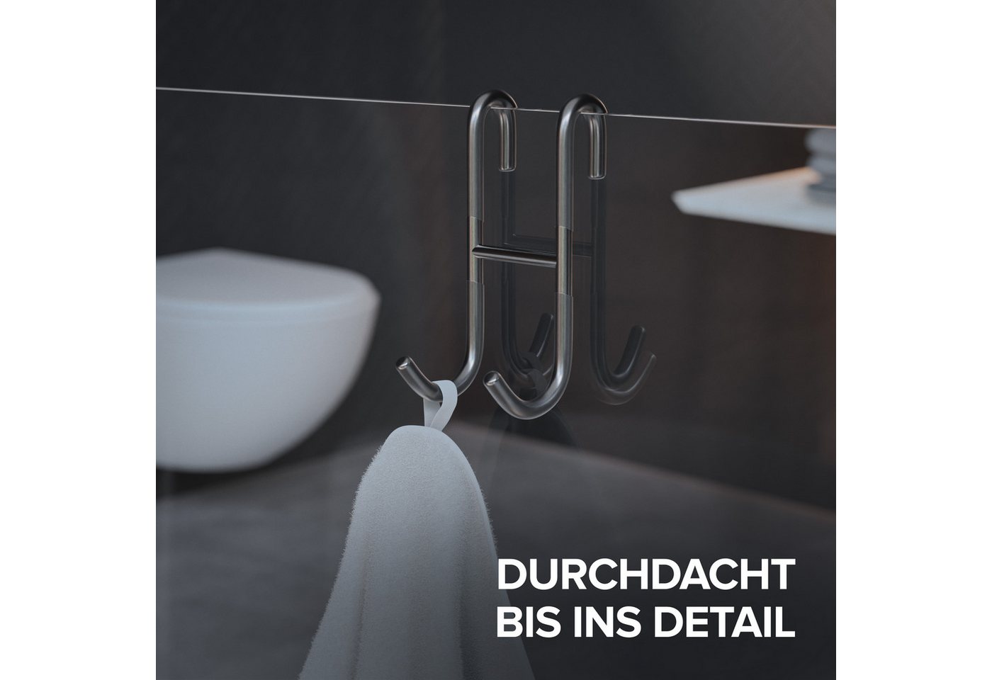 ovimar Handtuchhaken, (Packung, 2-St., 2), aus Edelstahl in Silber zur Zum Aufhängen – Bild 5 von 5