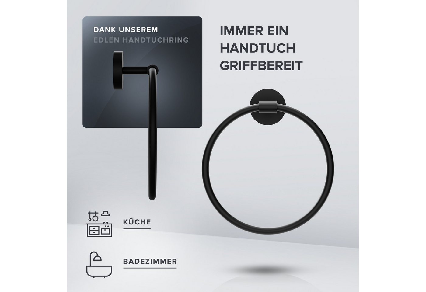 ovimar Handtuchring Halsnoy, aus Edelstahl in Schwarz zur Zum Bohren – Bild 2 von 5