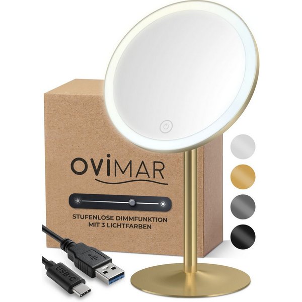ovimar Kosmetikspiegel (1-St), aus Edelstahl in Gold zur