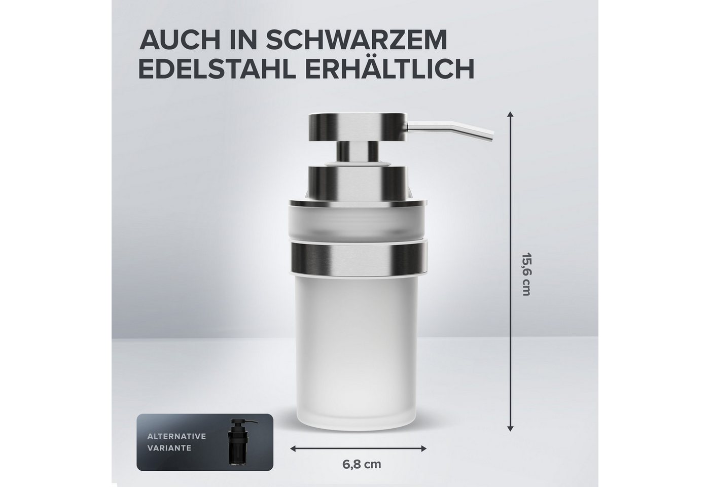 ovimar Seifenspender Kegnaes, (1-tlg), aus Edelstahl in Silber zur Zum Kleben – Bild 3 von 5