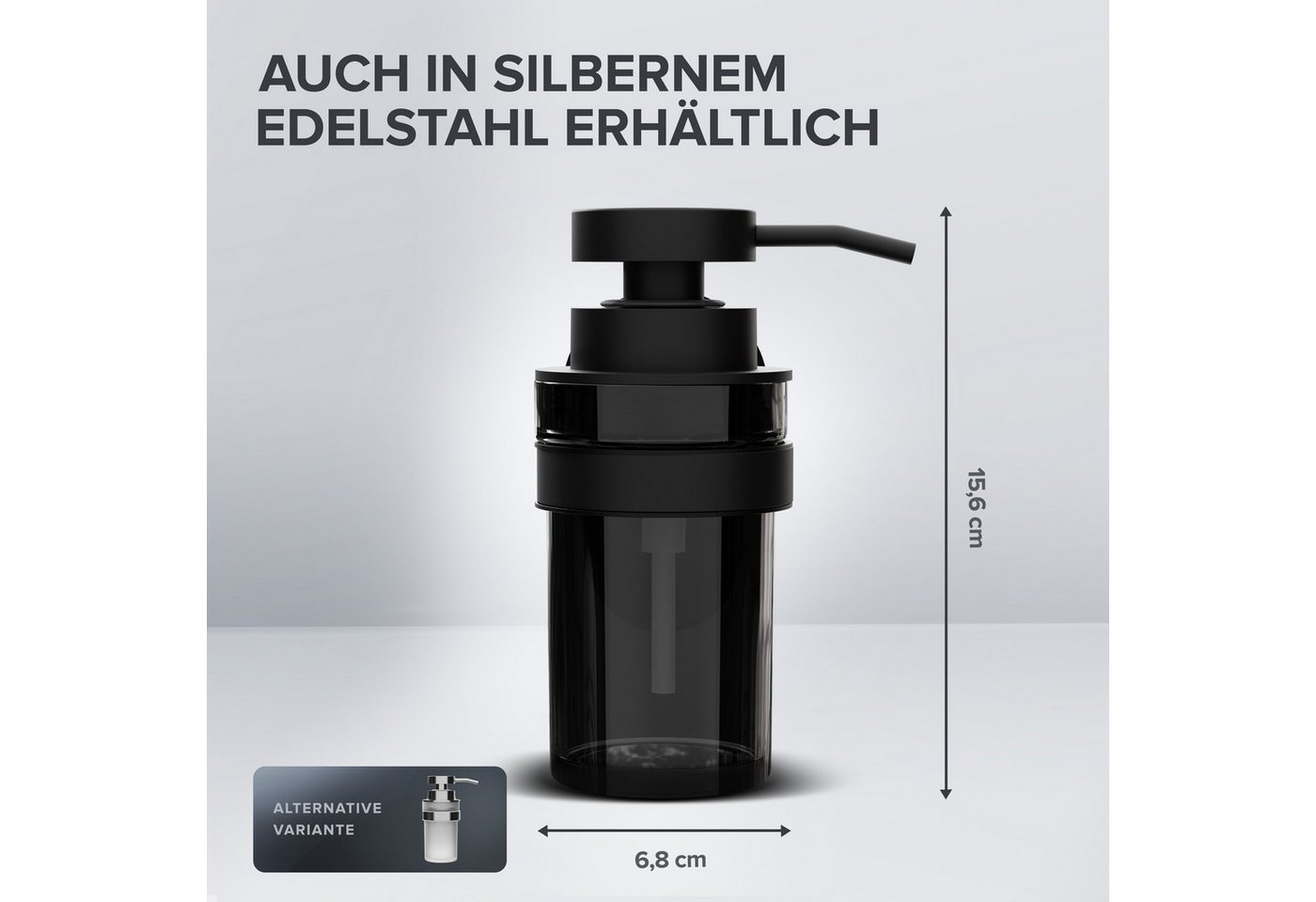ovimar Seifenspender Lokta, (1-tlg), aus Edelstahl in Schwarz zur Zum Kleben – Bild 3 von 5