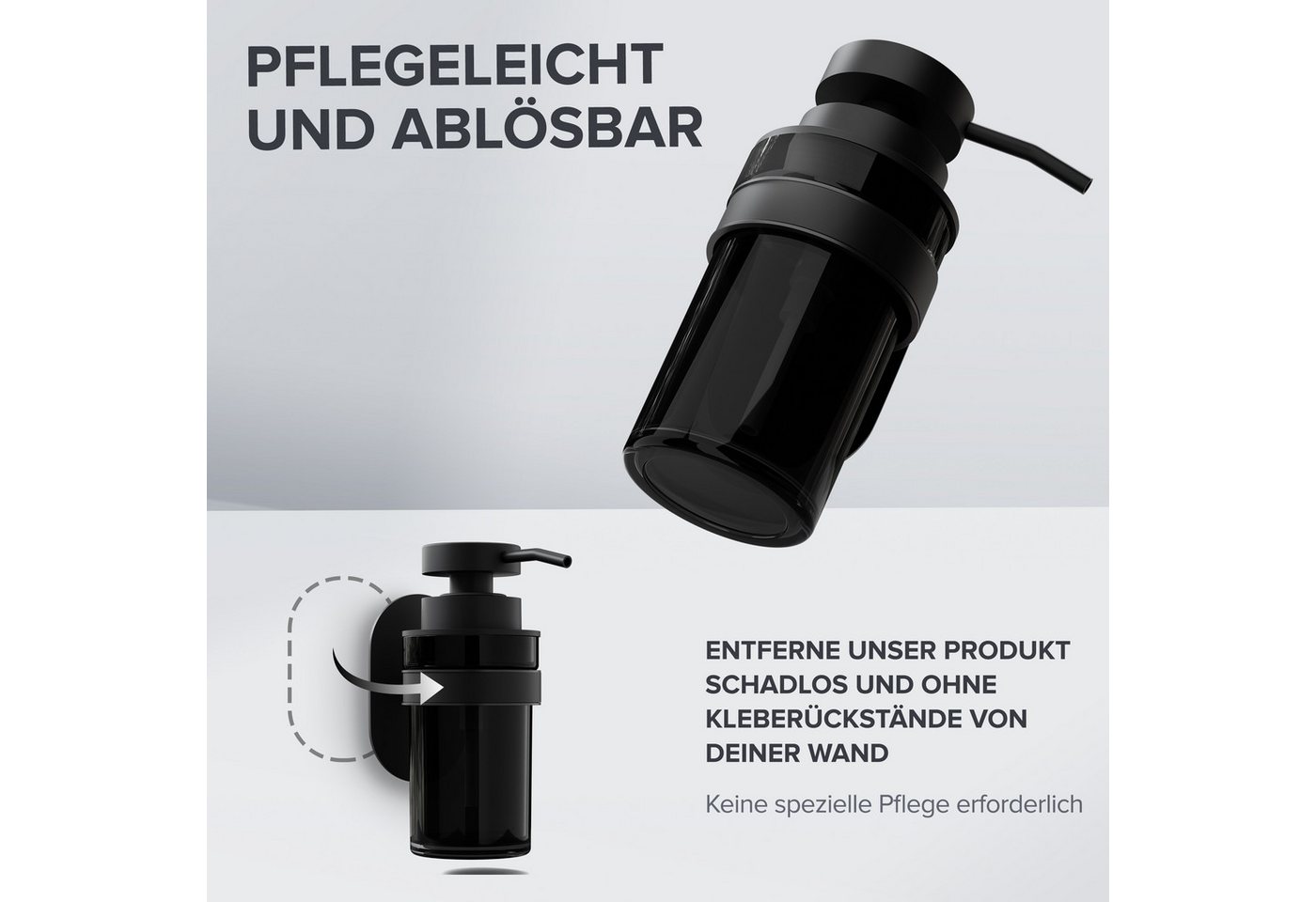ovimar Seifenspender Lokta, (1-tlg), aus Edelstahl in Schwarz zur Zum Kleben – Bild 4 von 5
