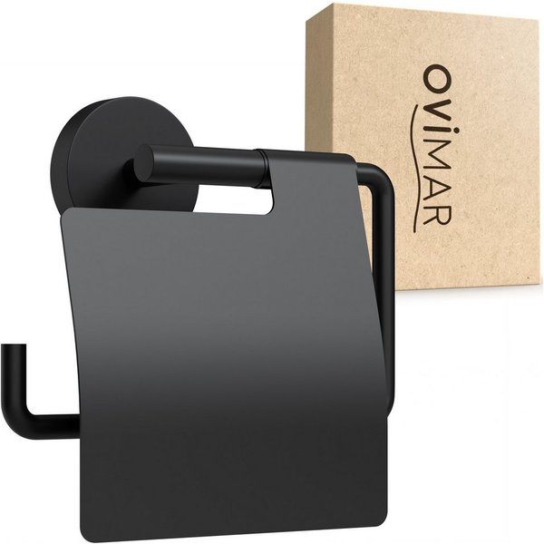 ovimar Toilettenpapierhalter Heroya (1-St), aus Edelstahl in Schwarz zur Zum Bohren