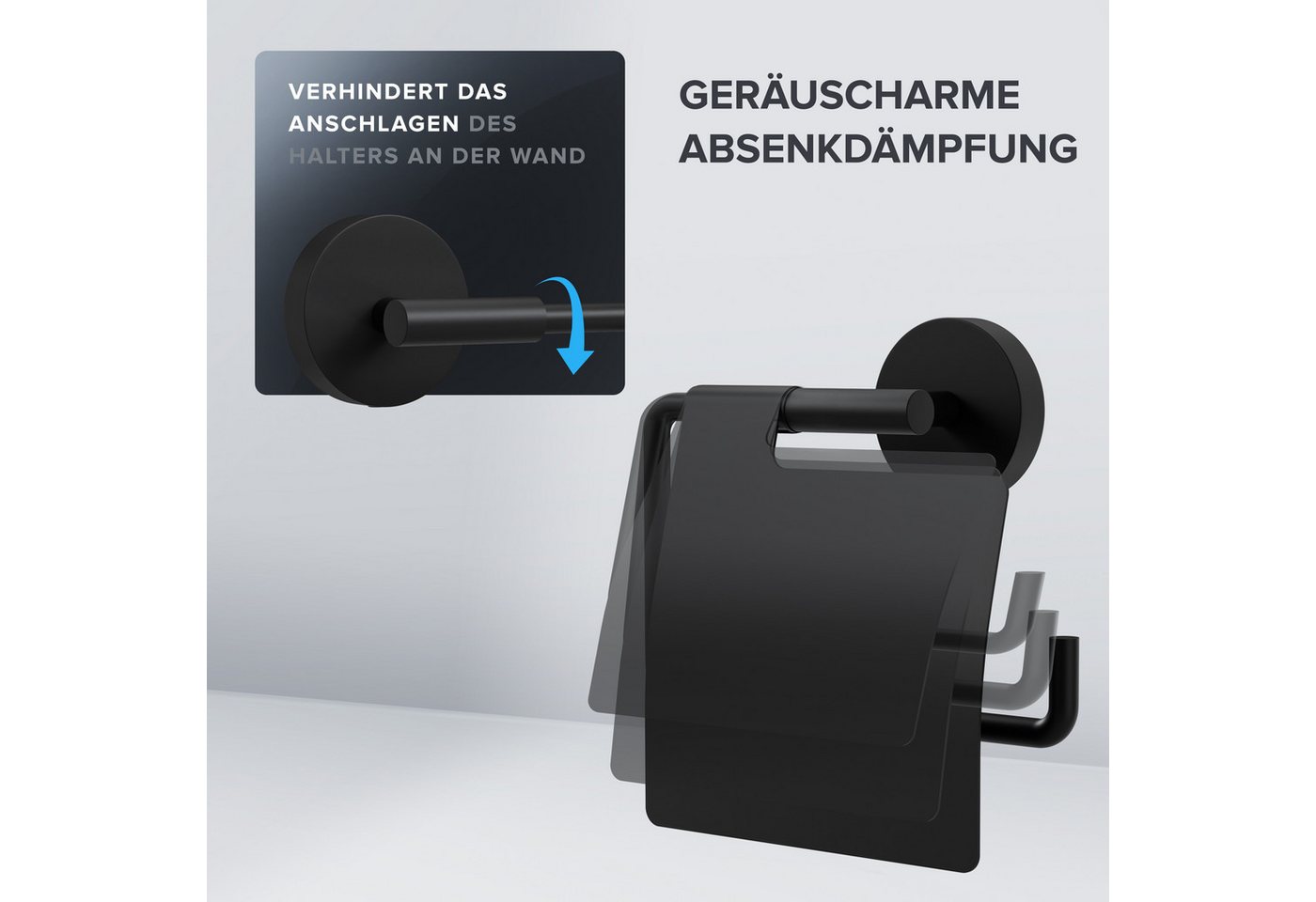ovimar Toilettenpapierhalter Heroya (1-St), aus Edelstahl in Schwarz zur Zum Bohren – Bild 2 von 5