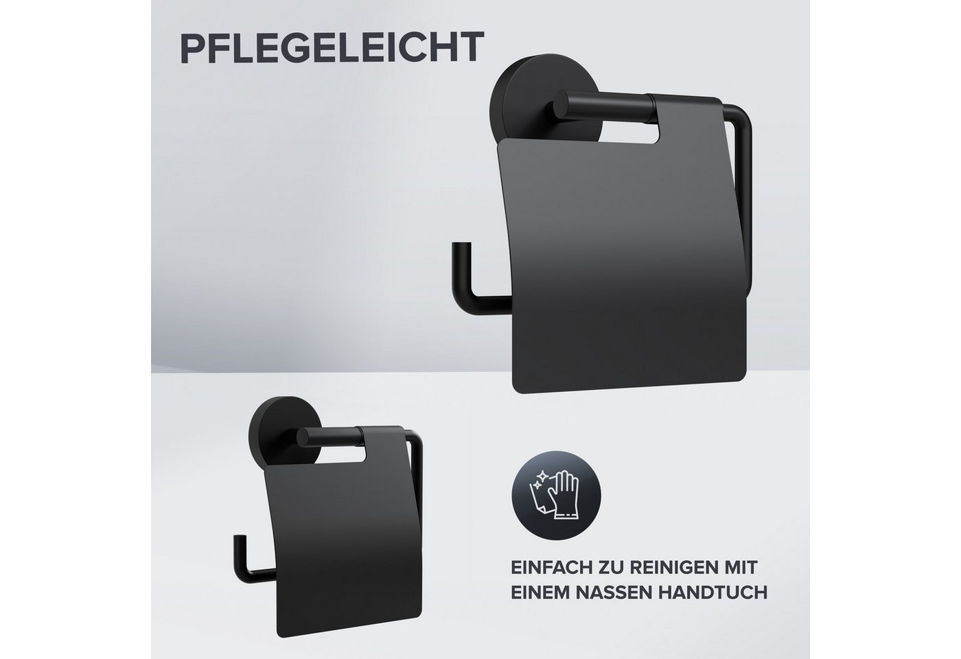 ovimar Toilettenpapierhalter Heroya (1-St), aus Edelstahl in Schwarz zur Zum Bohren – Bild 4 von 5