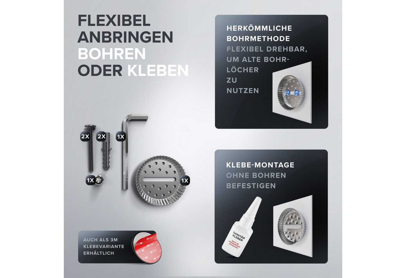 ovimar Toilettenpapierhalter Heroya (1-St), aus Edelstahl in Schwarz zur Zum Bohren – Bild 5 von 5
