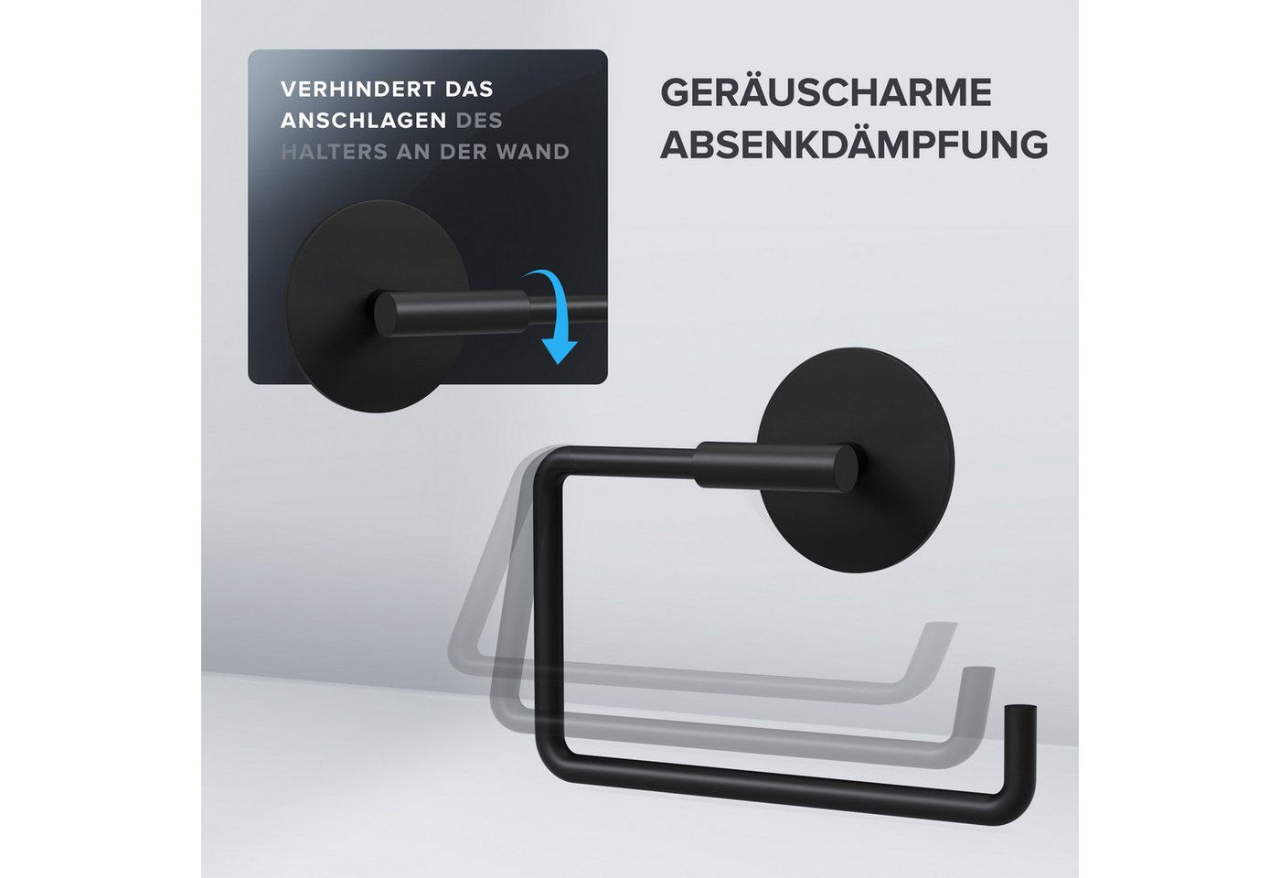 ovimar Toilettenpapierhalter Tromoy (1-St), aus Edelstahl in Schwarz zur Zum Kleben – Bild 2 von 5