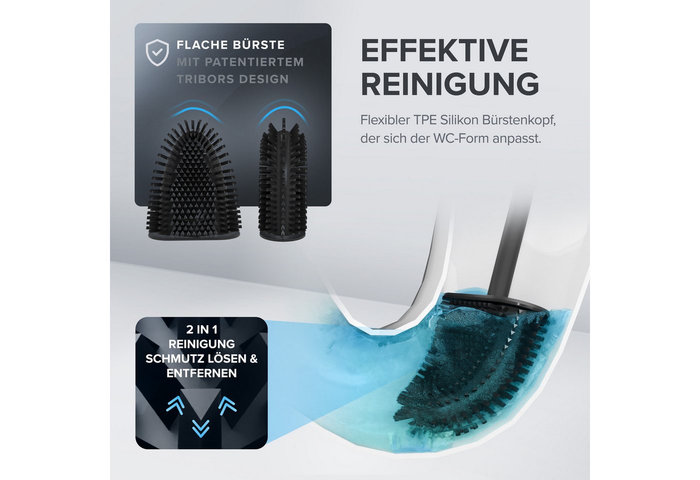 ovimar WC-Reinigungsbürste, (1-tlg), aus Edelstahl in Schwarz zur Wandmontage (optional) – Bild 2 von 5